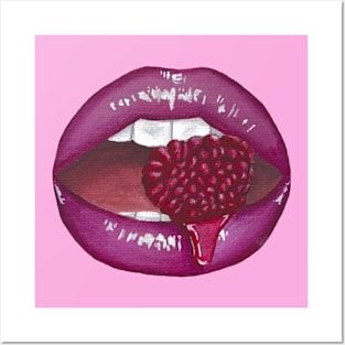 raspberry lips Posters and Art